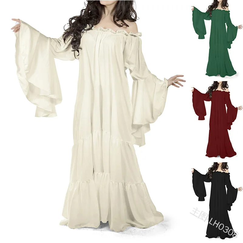 2019 Medieval Oil Cloth Long Maxi Woman's Off Shoulder Dress Renaissance Cold Shoulder Night Gown Ruffle Skirt Victorian Costume
2019 Medieval Oil Cloth Long Maxi Woman's Off Shoulder Dress Renaissance Cold Shoulder Night Gown Ruffle Skirt Victorian Costume