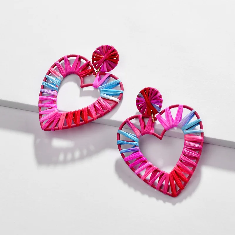 New Arrival Big Heart Drop Earrings for Women Rainbow Colorful Raffia Summer Earrings Straw Statement Dangle Earrings Brincos
New Arrival Big Heart Drop Earrings for Women Rainbow Colorful Raffia Summer Earrings Straw Statement Dangle Earrings Brincos