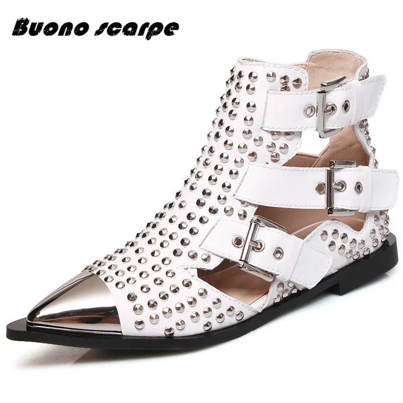 Buonoscarpe Metal Studded Rivets Short Boots Sandal Woman Pointy Toe Buckle Straps Martin Shoe Cut Out Fashion Trend Shoes Woman
Buonoscarpe Metal Studded Rivets Short Boots Sandal Woman Pointy Toe Buckle Straps Martin Shoe Cut Out Fashion Trend Shoes Woman