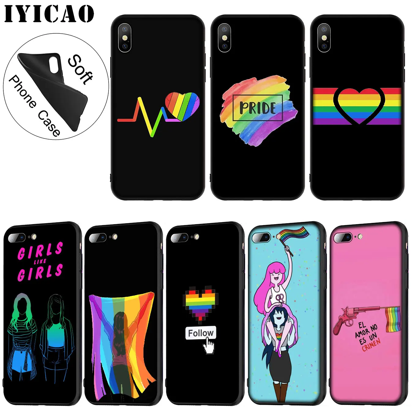 IYICAO Gay Lesbian LGBT Rainbow LOVE is love Soft Silicone Phone Case for iPhone XR X XS 11 Pro Max 6 6S 7 8 Plus 5 5S SE 10
IYICAO Gay Lesbian LGBT Rainbow LOVE is love Soft Silicone Phone Case for iPhone XR X XS 11 Pro Max 6 6S 7 8 Plus 5 5S SE 10