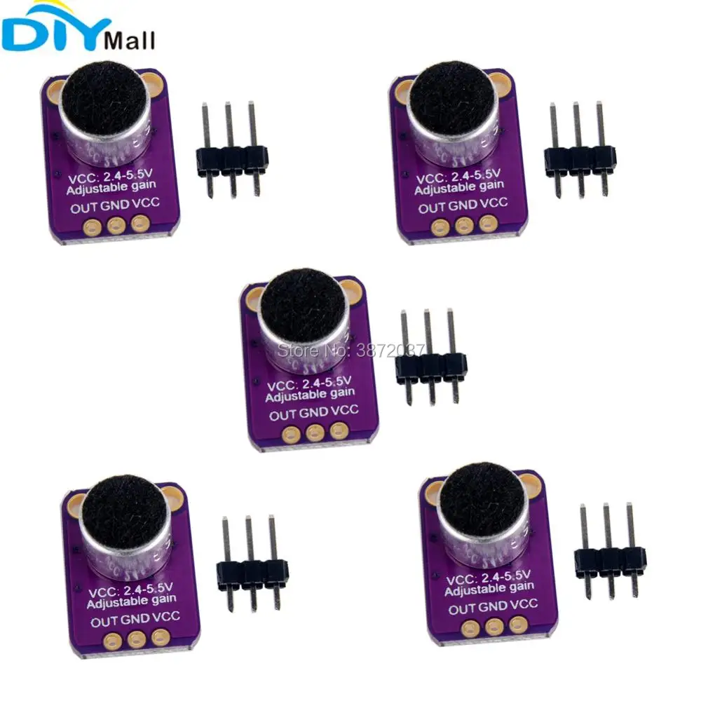 5pcs/lot GY-MAX4466 Microphone Amplifier Sound Sensor Module Breakout Board for Arduino
5pcs/lot GY-MAX4466 Microphone Amplifier Sound Sensor Module Breakout Board for Arduino