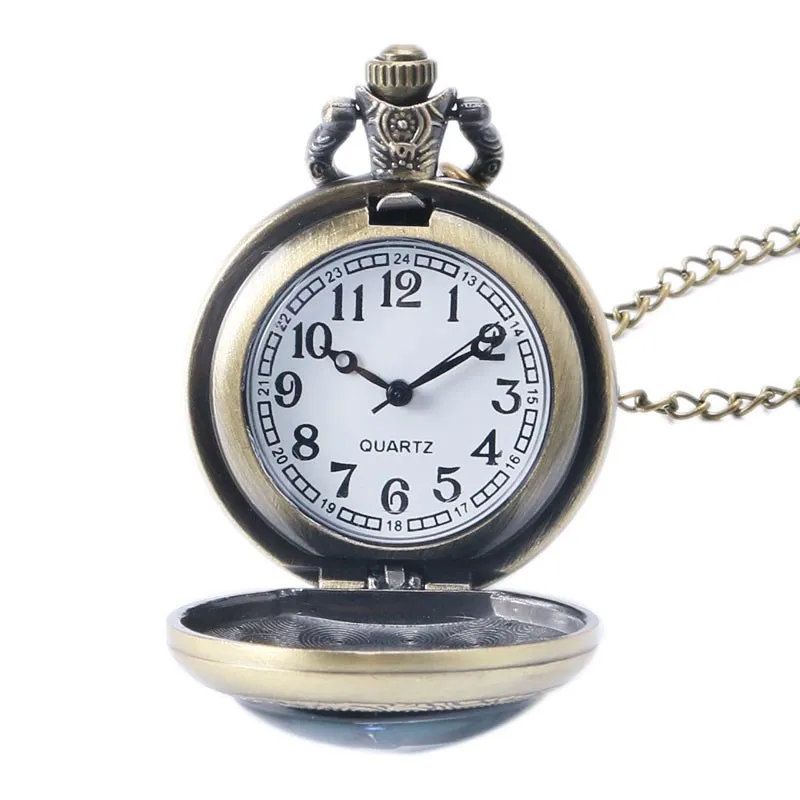 Glass Dome Design Pocket Watch With Chain Necklace Glass Dome Design Pocket Watch With Chain Necklace