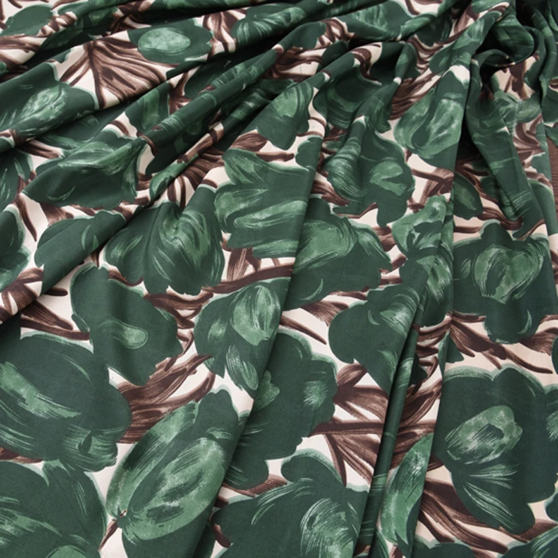 114CM Wide 18MM Dark Green Leaves Print Doupion Silk Fabric for Summer Spring Suit Dress Jacket H324
114CM Wide 18MM Dark Green Leaves Print Doupion Silk Fabric for Summer Spring Suit Dress Jacket H324