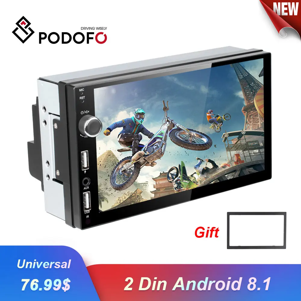 Podofo Android 8 1 2 Din автомобильное радио универсальная GPS навигация Авто Стерео 7 ''HD