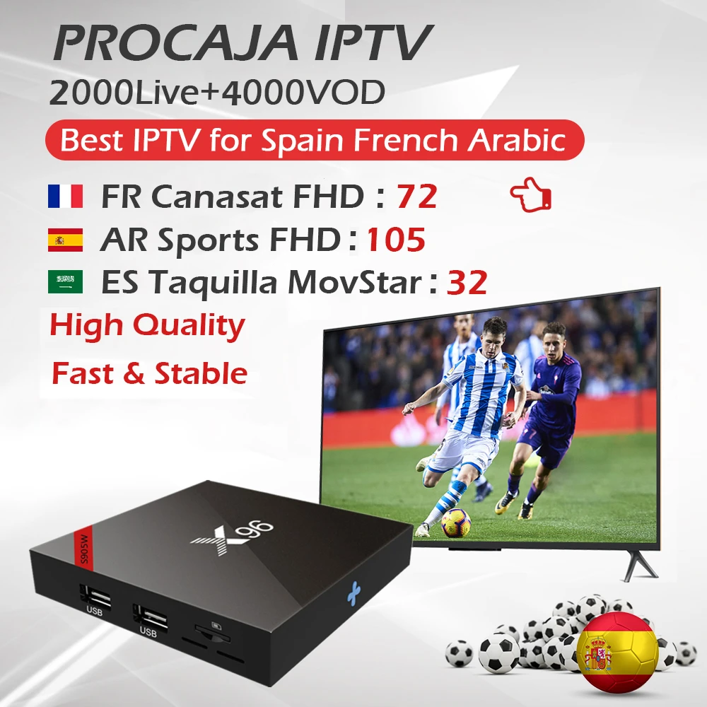 X96W Android 7.1 TV Box+Arabic Spain France IPTV 2000Live+4000VOD Bluetooth Amlogic S905W 2G/16G 4K Procaja IPTV FHD Quality
X96W Android 7.1 TV Box+Arabic Spain France IPTV 2000Live+4000VOD Bluetooth Amlogic S905W 2G/16G 4K Procaja IPTV FHD Quality