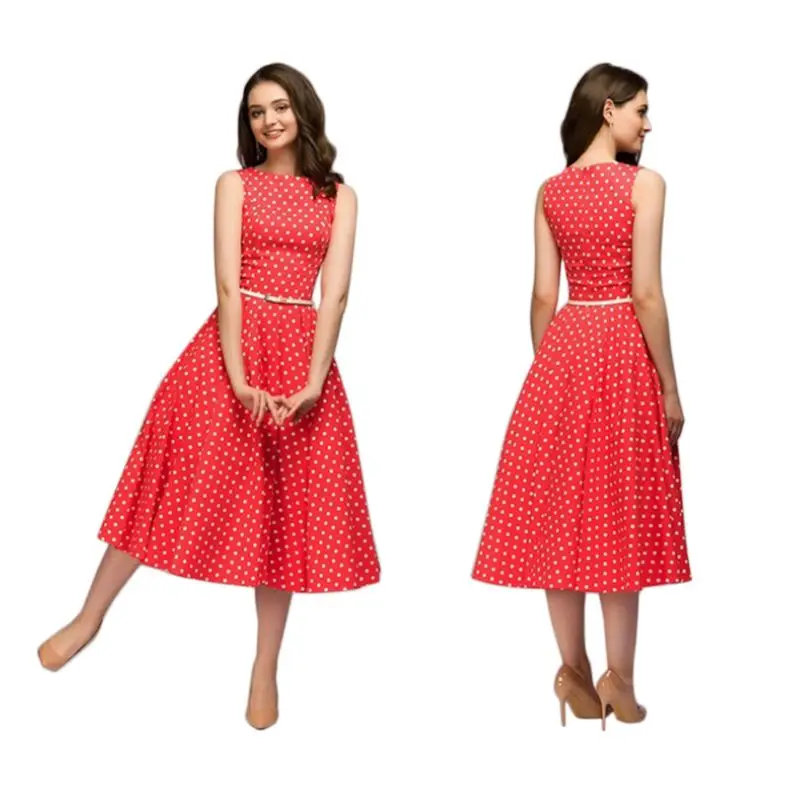 Women Vintage Polka Dot Printed Sleeveless Swing A-Line Midi Dress Country Style Mid Empire Waist O-Neck Pleated Boho Drop Ship
Women Vintage Polka Dot Printed Sleeveless Swing A-Line Midi Dress Country Style Mid Empire Waist O-Neck Pleated Boho Drop Ship