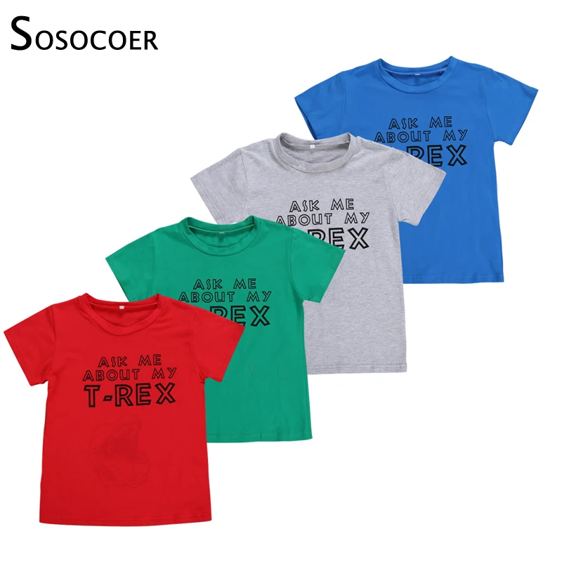 SOSOCOER Dinosaur Masked Kids Boys T-shirt Summer Cartoon Animal Boy T Shirt Tops Ask Me About My T-Rex Printed Children Clothes
SOSOCOER Dinosaur Masked Kids Boys T-shirt Summer Cartoon Animal Boy T Shirt Tops Ask Me About My T-Rex Printed Children Clothes