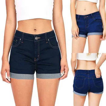 

Summer Women Mid Waisted Washed Short Mini Jeans Crimping Denim Shorts For Ladies 2019 Summer New Casual Plus Size Sexy 7.16