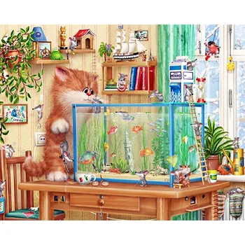 Full Diamond 5D DIY Diamond Painting "Cat Watching Fishes" Embroidery Cross Stitch Rhinestone Mosaic Painting Gift KBL
Full Diamond 5D DIY Diamond Painting "Cat Watching Fishes" Embroidery Cross Stitch Rhinestone Mosaic Painting Gift KBL