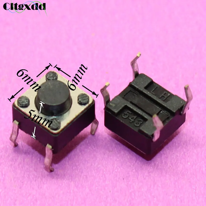 Cltgxdd 1 ~ 500 шт 6*6*5 мм 4pin мини сенсорный выключатель Микро мгновенный Тактильный