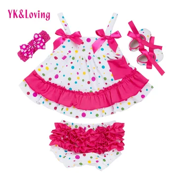 Lovely Beautiful Baby Girl Clothing Set Cotton Dot Rose Red Sling Ruffle Bloomers Shoes 4pcs Swing top Set Girls Clothes
Lovely Beautiful Baby Girl Clothing Set Cotton Dot Rose Red Sling Ruffle Bloomers Shoes 4pcs Swing top Set Girls Clothes