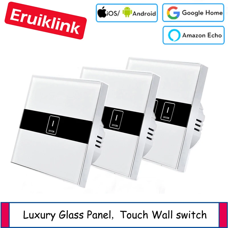 EU Standard eWelink app 1/2/3 gang Wifi Control Switch via Android IOS, Wireless Control Light Touch Wall Switch for Smart Home
EU Standard eWelink app 1/2/3 gang Wifi Control Switch via Android IOS, Wireless Control Light Touch Wall Switch for Smart Home