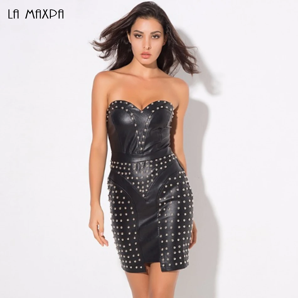 2017 Luxury Dresses Elegant Chic Summer New Fashion Women Strapless PU Dress Black Wholesale beading Sexy Backless vestidos
2017 Luxury Dresses Elegant Chic Summer New Fashion Women Strapless PU Dress Black Wholesale beading Sexy Backless vestidos