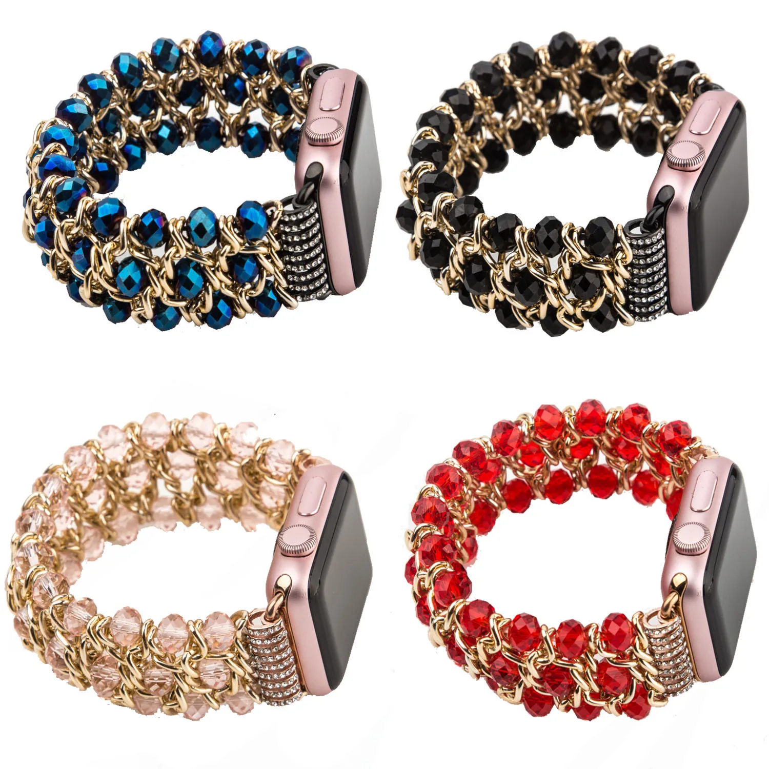 Crystal Beads Stretch Watchband for Apple Watch Band iWatch Series 4/3/2/1 Chain Bracelet 38mm 40mm 42mm 44mm Jewelry Wristbands
Crystal Beads Stretch Watchband for Apple Watch Band iWatch Series 4/3/2/1 Chain Bracelet 38mm 40mm 42mm 44mm Jewelry Wristbands