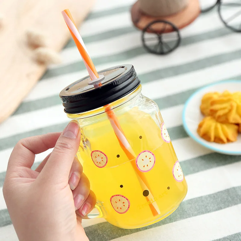450ml Summer Mason Jar Mug with Straw and Lid Fruit Salad Juice Smoothie Beer Coffee Jar Creative Glass Cup
450ml Summer Mason Jar Mug with Straw and Lid Fruit Salad Juice Smoothie Beer Coffee Jar Creative Glass Cup