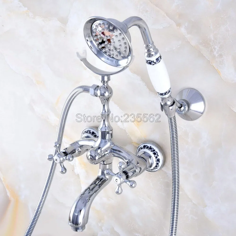 Chrome Wall Mounted Clawfoot Bathtub Faucet Bath Shower Water Mixer tap w/Handshower lna762
Chrome Wall Mounted Clawfoot Bathtub Faucet Bath Shower Water Mixer tap w/Handshower lna762