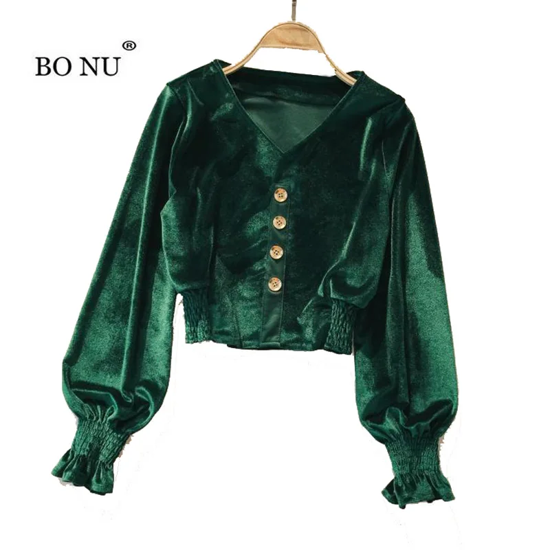 BONU Spring Vintage Puff Sleeve Blouse casual Velvet Short Navel tops Tees blusas mujer V-Neck Elegant Women Blusas shirts
BONU Spring Vintage Puff Sleeve Blouse casual Velvet Short Navel tops Tees blusas mujer V-Neck Elegant Women Blusas shirts