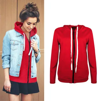 2018 Autumn Winter Women's Red Long Sleeve Hooded Jumper Zipper Tops Solid Jackets Coat S-XL
2018 Autumn Winter Women's Red Long Sleeve Hooded Jumper Zipper Tops Solid Jackets Coat S-XL