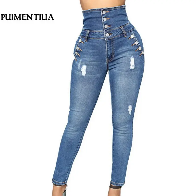 Puimentiua 2019 Women High Waist Denim Pecil Pants Mujer Hole Ripped Elastic Stretch Jeans Button Skinny Trousers Size Plus
Puimentiua 2019 Women High Waist Denim Pecil Pants Mujer Hole Ripped Elastic Stretch Jeans Button Skinny Trousers Size Plus