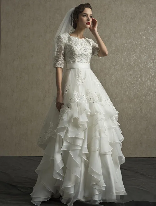 2019-vintage-wedding-dresses-half-sleeves-organza-appliques-floor-length-bridal-dresses-bandage-wedding-gowns-indian-muslim-bridal-gowns (3)_副本
