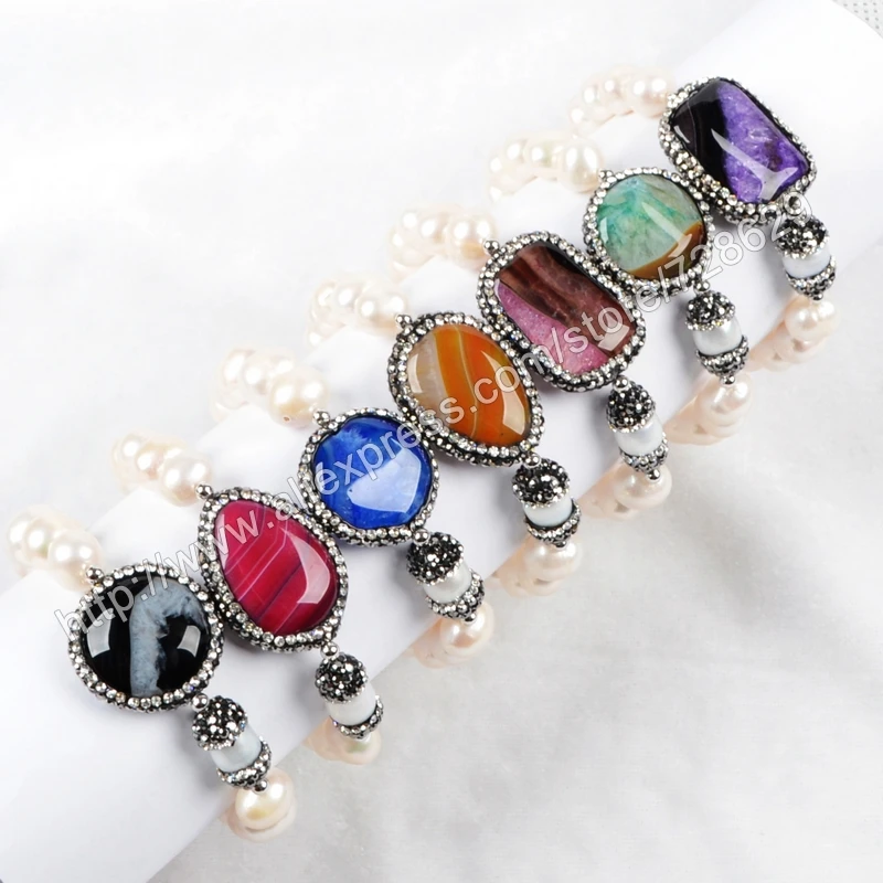 BOROSA Cylinder Natural Freshwater Pearl and Rainbow Onyx Crystal Beads Paved Zircon with Imitation White Beaded Bracelet 175
BOROSA Cylinder Natural Freshwater Pearl and Rainbow Onyx Crystal Beads Paved Zircon with Imitation White Beaded Bracelet 175
