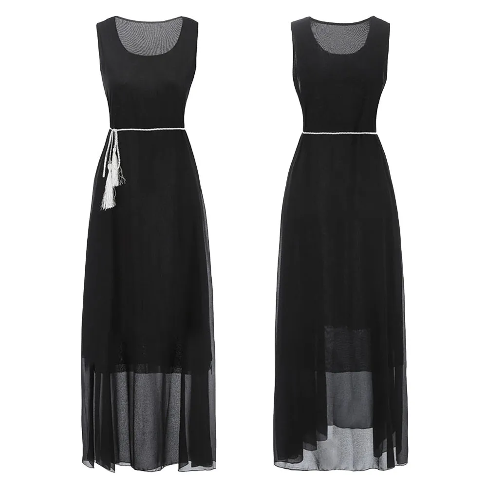 Dropshipping Solid Sleeveless Belt Casual Boho Beach Long Maxi Dress Women Chiffon Falda mujer formal dress For Party 9.737gg
Dropshipping Solid Sleeveless Belt Casual Boho Beach Long Maxi Dress Women Chiffon Falda mujer formal dress For Party 9.737gg