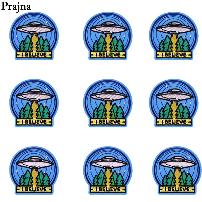 Prajna 10 шт. оптовая продажа нашивки с надписью "I Believe" "НЛО" Аппликации для
