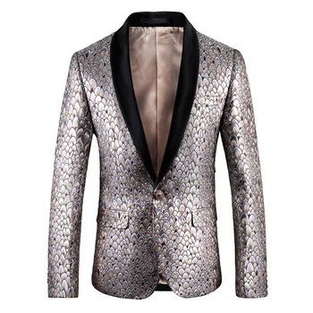 Slim Fit Blazers Fish Scales Sequin Printed Suit Blazer Men Blazer Walking High Qaulity Stage Wear Suit Jacket M-5XL Large Size
Slim Fit Blazers Fish Scales Sequin Printed Suit Blazer Men Blazer Walking High Qaulity Stage Wear Suit Jacket M-5XL Large Size