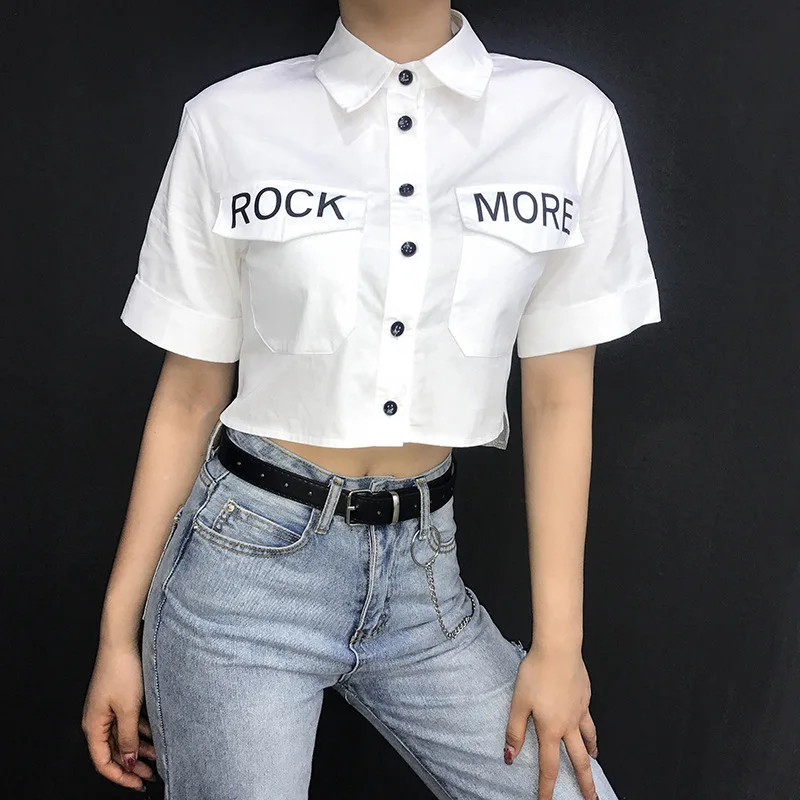 Women's Wear Printed Blouse white shirt blusas Cotton Turn-collar Cropped tops 2019 Summer Short Sleeve Ladies Shirts Female
Women's Wear Printed Blouse white shirt blusas Cotton Turn-collar Cropped tops 2019 Summer Short Sleeve Ladies Shirts Female