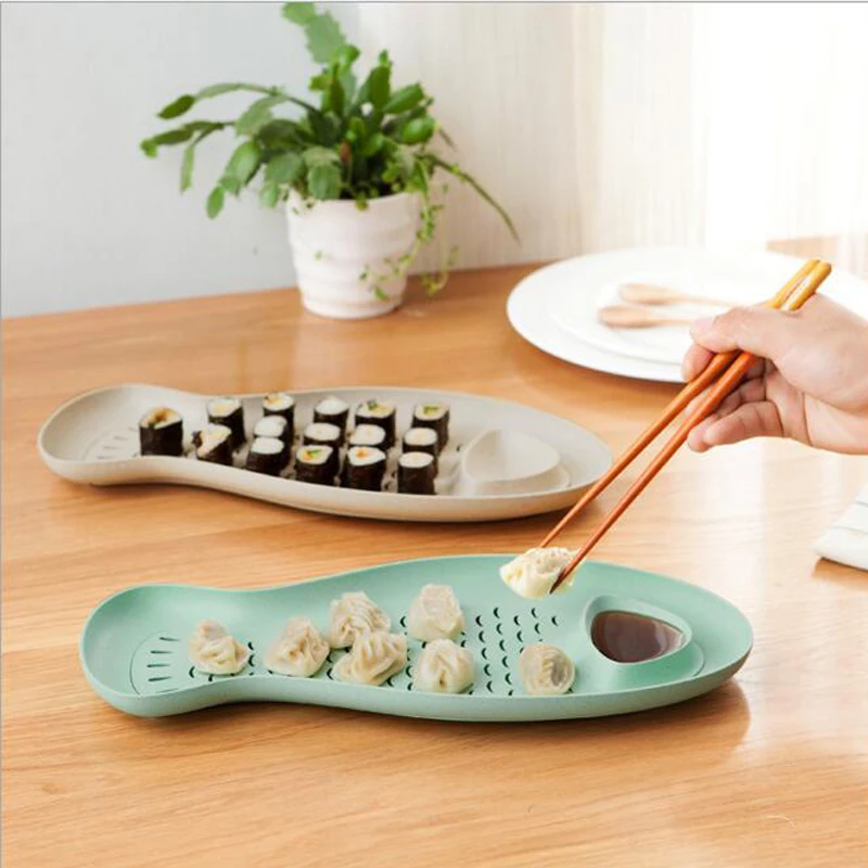 Wheat Straw Fish Shaped Dumpling Plate Creative Dumpling Dishes With Vinegar Dish Sushi Plate Drain Pan 165g
Wheat Straw Fish Shaped Dumpling Plate Creative Dumpling Dishes With Vinegar Dish Sushi Plate Drain Pan 165g