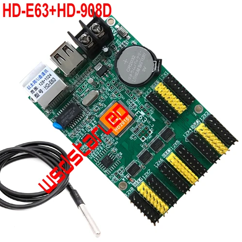 HD-E63+HD-908D Temperature sensor 8*HUB12 & 4*HUB08 Ethernet & USB port Single and Dual color LED display controller
HD-E63+HD-908D Temperature sensor 8*HUB12 & 4*HUB08 Ethernet & USB port Single and Dual color LED display controller