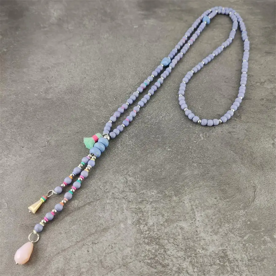 Simple blue color stone beads pendent necklace boho style long tassel necklace for women jewelry gift party
Simple blue color stone beads pendent necklace boho style long tassel necklace for women jewelry gift party