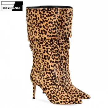 Designer Sexy Leopard Mid-Calf Boots Woman Fashion Slip On High Heels Winter Booties Plus Size 46 Brown/White/Pink Bota Feminina
Designer Sexy Leopard Mid-Calf Boots Woman Fashion Slip On High Heels Winter Booties Plus Size 46 Brown/White/Pink Bota Feminina