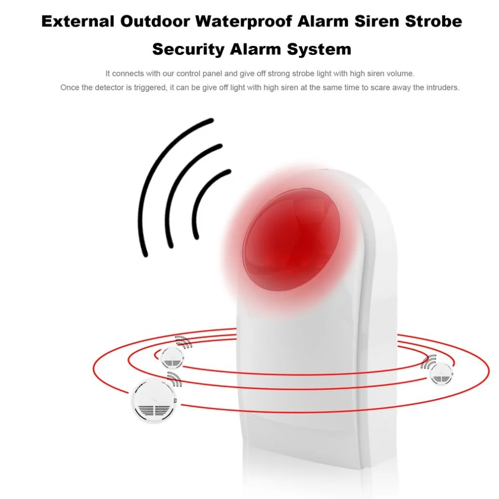 

115 dB Wireless Outdoor Waterproof Alarm Flash Siren Sound Strobe Flash Alarm Siren For Wif GSM PSTN Home Security Alarm System