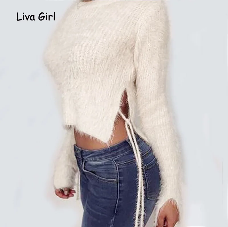 2017 Cropped Winter knitting Split Lace Up Wool Pullover Sweater Autumn Women Crop Top Elastic Long Sleeve Sweaters
2017 Cropped Winter knitting Split Lace Up Wool Pullover Sweater Autumn Women Crop Top Elastic Long Sleeve Sweaters