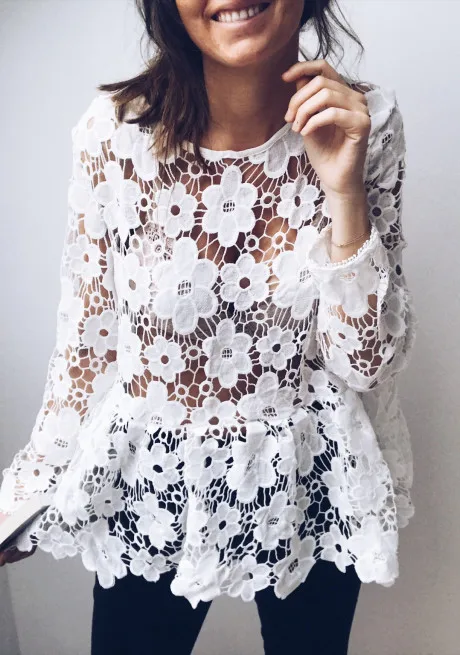 Summer Beach Boho Hippie People Style Crochet Knit Lace Blouse Shirt Elegant Hollow Out floral Blouse Long Sleeve Women Tops
Summer Beach Boho Hippie People Style Crochet Knit Lace Blouse Shirt Elegant Hollow Out floral Blouse Long Sleeve Women Tops