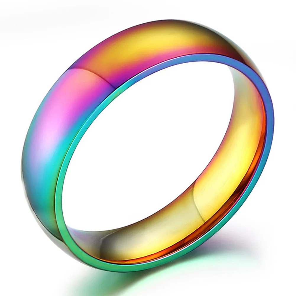 Width 6mm New Style Classic Men Women Rainbow Colorful Ring Titanium Steel Wedding Band Ring US Size 6-13
Width 6mm New Style Classic Men Women Rainbow Colorful Ring Titanium Steel Wedding Band Ring US Size 6-13