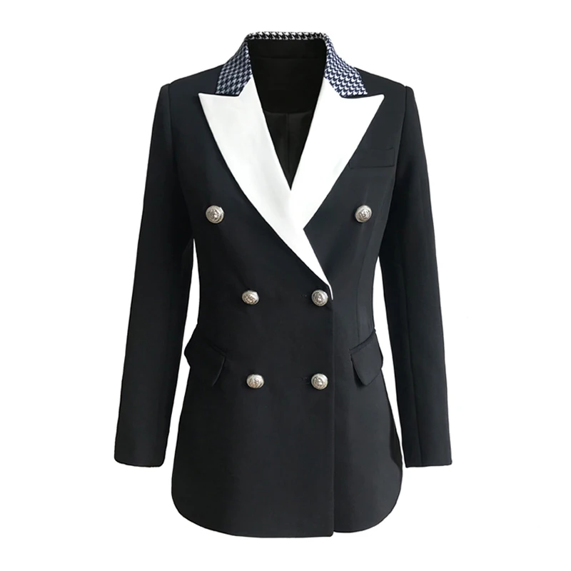 S-3XL high quality 2019 new fashion stitching color fabric Slim temperament silver metal button commute woman Blazers
S-3XL high quality 2019 new fashion stitching color fabric Slim temperament silver metal button commute woman Blazers
