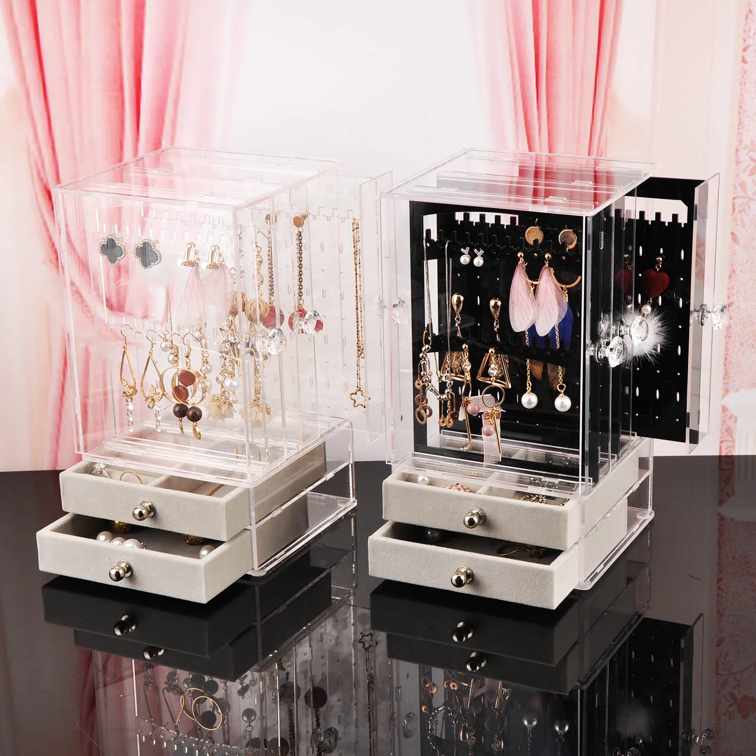 Behogar Necklace Earrings Display Stand Hanger Holder Jewelry Storage Case Box Organizer with 5 Drawers for Girls Women
Behogar Necklace Earrings Display Stand Hanger Holder Jewelry Storage Case Box Organizer with 5 Drawers for Girls Women