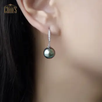 Free Shipping AAA 10-11mm Real Tahitian Black Green Pearl Diamond Drop Earrings 18K White Gold #0207
Free Shipping AAA 10-11mm Real Tahitian Black Green Pearl Diamond Drop Earrings 18K White Gold #0207