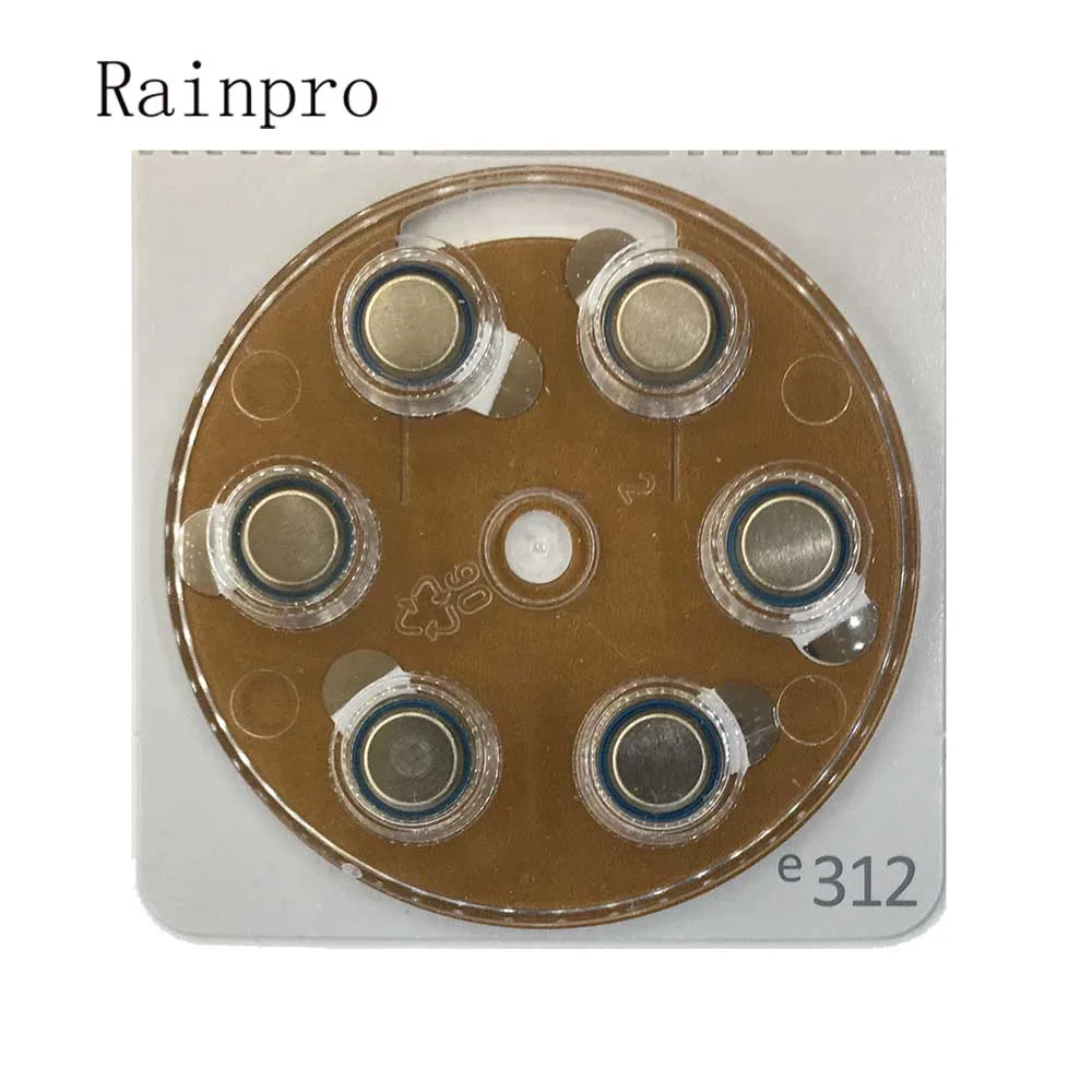 Rainpro 60 шт./лот (10 упаковок) E312 P312 A312 312 PR41 цинковая воздушная батарейка для