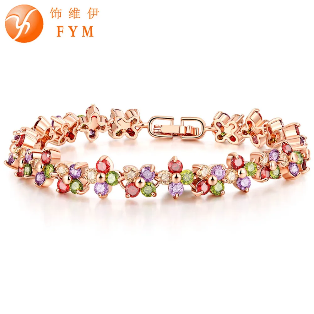 New Arrival Elegant Rose Gold Plated Colorful Bracelet AAA Zircon Crystal Bracelet CZ Diamond Bracelets Jewelry for Women Woman
New Arrival Elegant Rose Gold Plated Colorful Bracelet AAA Zircon Crystal Bracelet CZ Diamond Bracelets Jewelry for Women Woman