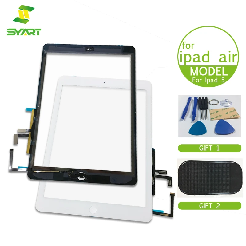 SYART Original adhesive for ipad 5 Touch Screen Glass Digitizer Replacement For iPad air Front Glass touchscreen