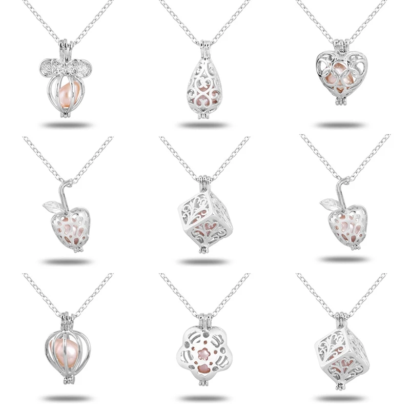 QCOOLJLY 1Pcs Silver Color Cage Pearl Bead Pendant Necklace Love Wish Natural Pearl Oyster DIY Chain Necklace for Women Jewelry
QCOOLJLY 1Pcs Silver Color Cage Pearl Bead Pendant Necklace Love Wish Natural Pearl Oyster DIY Chain Necklace for Women Jewelry