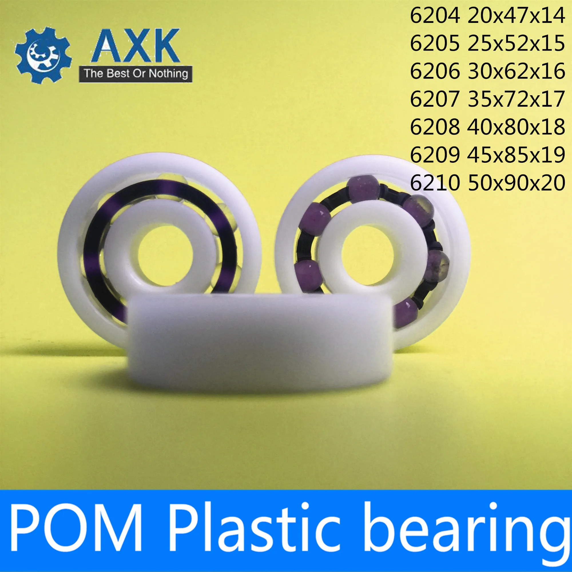 POM Bearing 6204 6205 6206 6207 6208 6209 6210 ( 2 PCS ) Glass Balls Nylon Cage Plastic Ball Bearings
POM Bearing 6204 6205 6206 6207 6208 6209 6210 ( 2 PCS ) Glass Balls Nylon Cage Plastic Ball Bearings