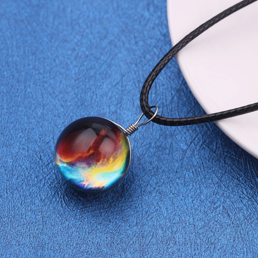 Glowing Glass Crystal Ball Pendant Necklaces Universe Star Black Rope Chain Charms For Couple Galaxy Pattern Decoration Jewelry
Glowing Glass Crystal Ball Pendant Necklaces Universe Star Black Rope Chain Charms For Couple Galaxy Pattern Decoration Jewelry