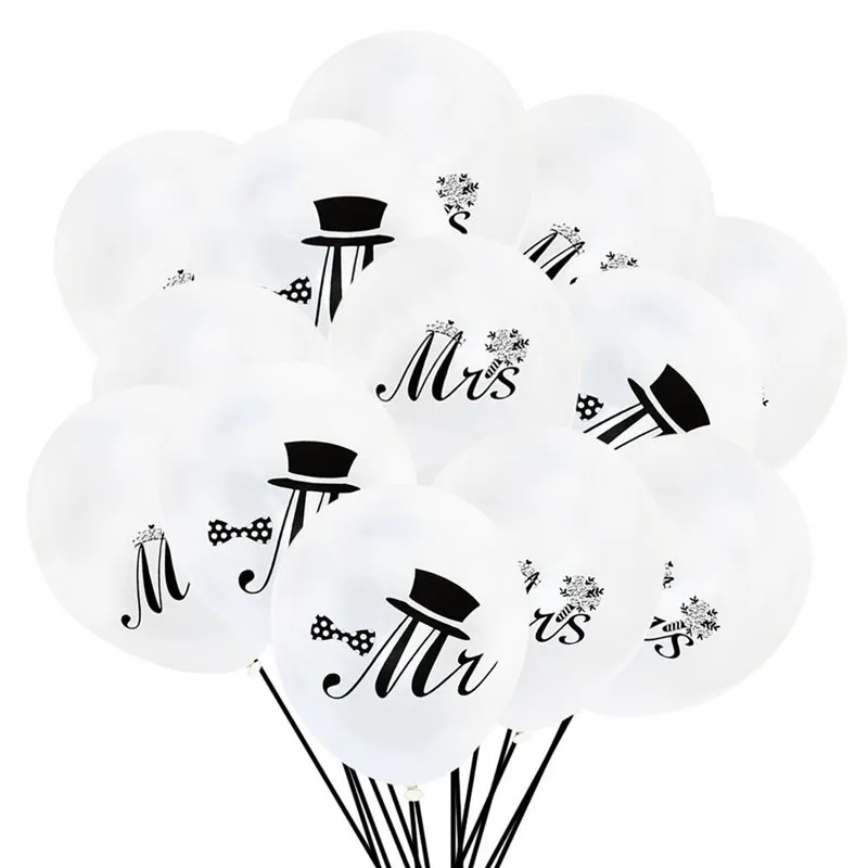 

10Pcs 10Inch Mr Mrs Latex Balloons Bride Printed Round Air Helium Balloon For Wedding Party Decoration Ballon