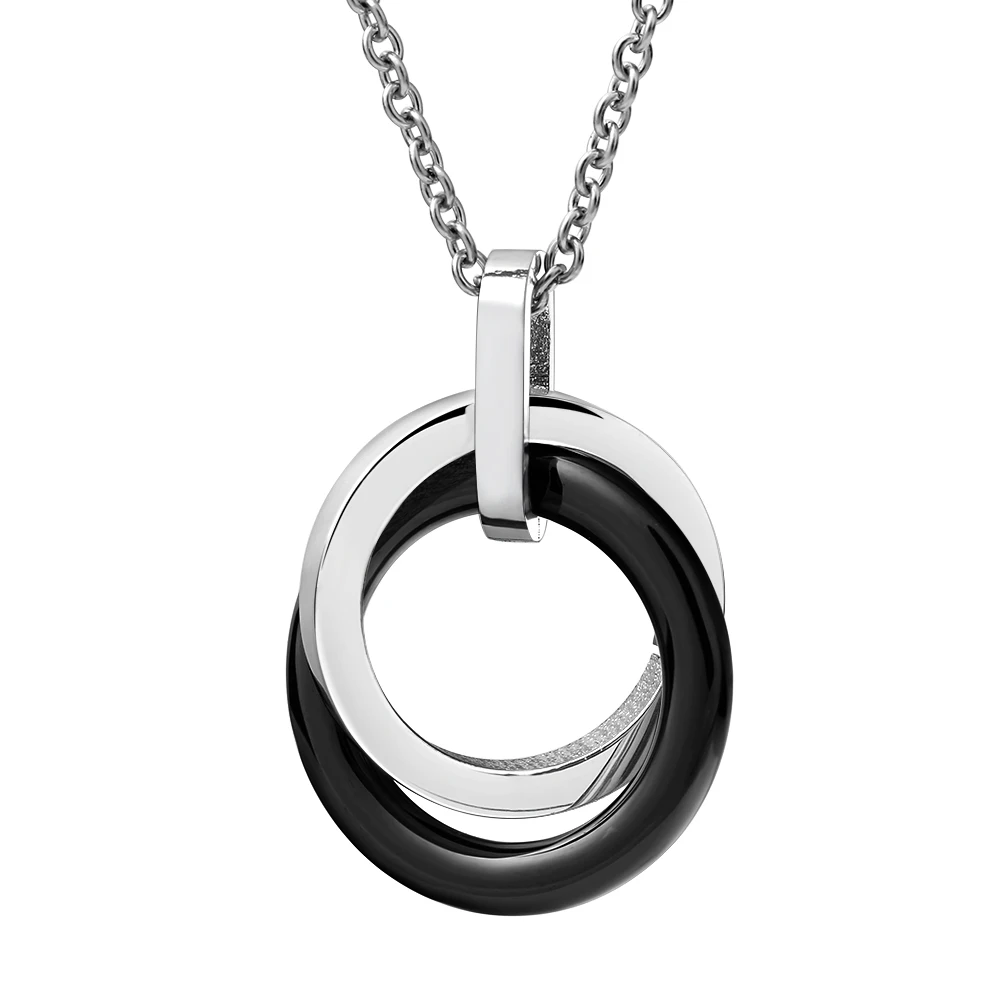 Фото Fashion Jewelry Simple Black Ceramic Circle Pendant Necklaces With Women's Stainless Steel Circles Necklace & Pendants | Украшения и