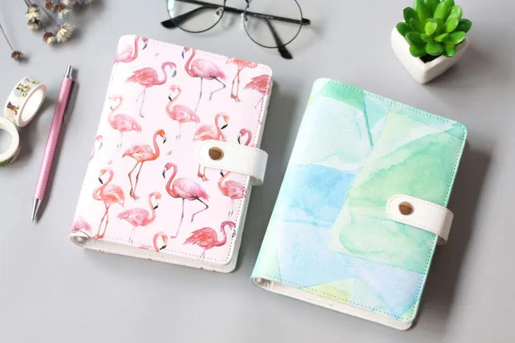 JUGAL-Cute-Flamingo-Watercolor-Spiral-Notebooks-A6-Leather-Planner-Notepad-Korea-Stationery-DIY-Diary-School-Supplies-Gift19