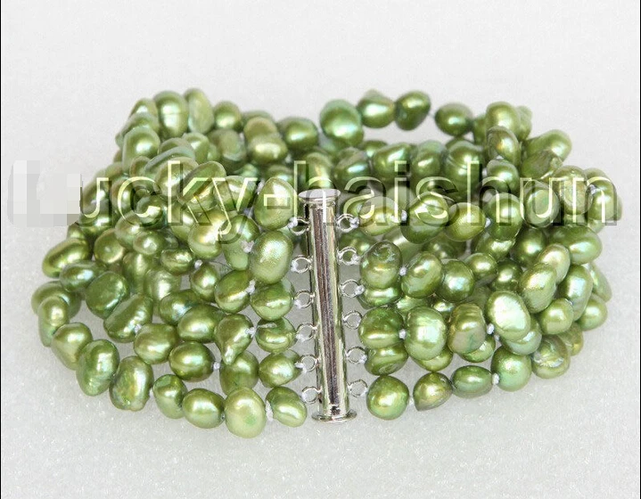 8" 8mm 6row Baroque green FW pearls bracelet magnet clasp j11134 @^Noble style Natural Fine jewe SHIPPING new >>free shipping
8" 8mm 6row Baroque green FW pearls bracelet magnet clasp j11134 @^Noble style Natural Fine jewe SHIPPING new >>free shipping